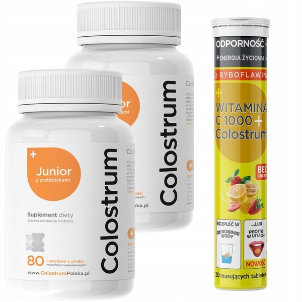 2x Colostrum dla Dzieci Junior PROBIOTYK oraz Witamina C z Colostrum 20 tab zdjęcie 1