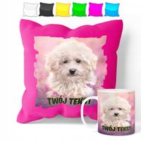 ZESTAW: KUBEK + POSZEWKA - SŁODKI PIESEK PIES - PREZENT WIELE WZORÓW + IMIĘ