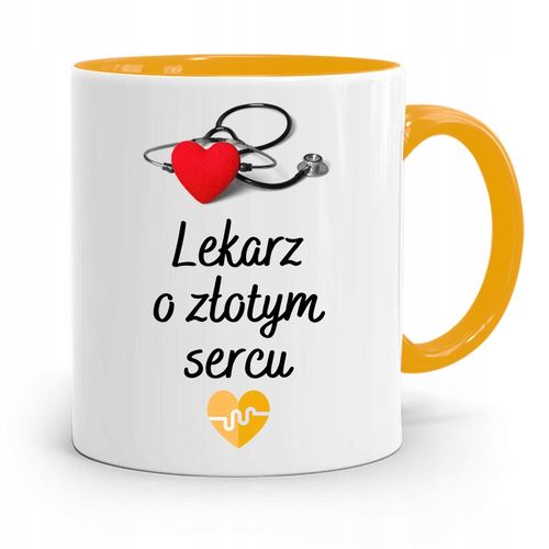 Kubek Żółty Dla Doktora Lekarz O Złotym Sercu Z Nadrukiem Ze Zdjęciem na Arena.pl