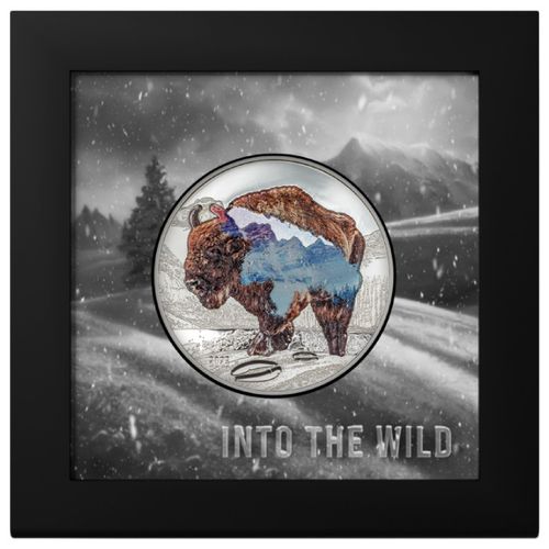 Mongolia: Into the Wild - Bison kolorowany 2 uncje Srebra 2023 Proof Ultra High Relief na Arena.pl