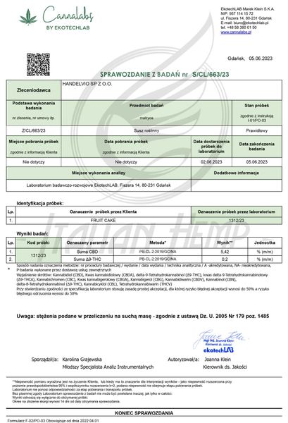 Susz konopny CBD | Fruit Cake 30g zdjęcie 1