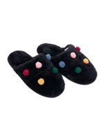 Kapcie damskie czarne z kolorowymi pomponami  36-37 YOCLUB