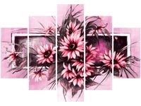 105CM 150CM ZEGAR 5 ELEM SŁONECZNIKI RÓŻU DRUK OBRAZ