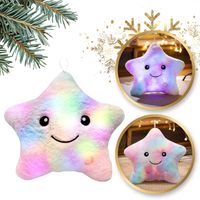 poduszka w kształcie gwiazdki róż ombre led, piękna welurowa 40x35 cm