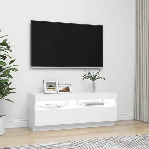 Szafka pod TV z oświetleniem LED, biała, 100x35x40 cm na Arena.pl