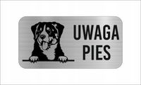 GRAWER Tabliczka nierdzewna 20x10 cm UWAGA PIES appenzeller