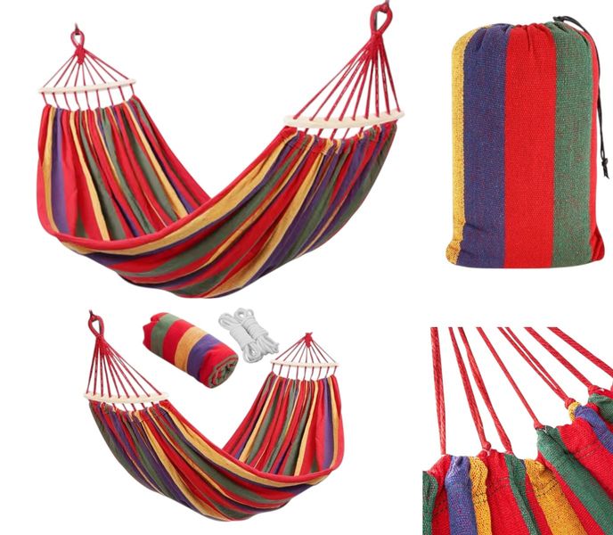 Hamak dwuosobowy 260x150cm z drążkiem zdjęcie 1