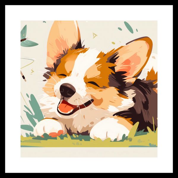 Plakat 40x40cm Beztroski Corgi zdjęcie 3