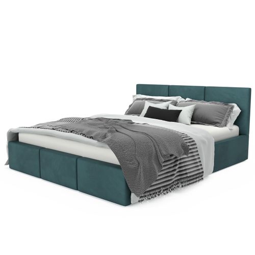 ŁÓŻKO TAPICEROWANE 120x200 ŁÓŻKO PODWÓJNE Z POJEMNIKIEM TURKUSOWE na Arena.pl