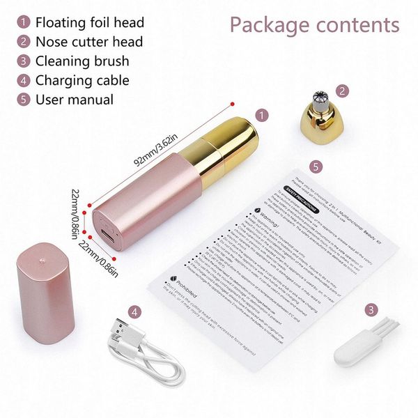 Depilator Trymer Do Brwi Twarzy Ciała Dla Kobiet + Kabel USB 2 W 1 zdjęcie 4