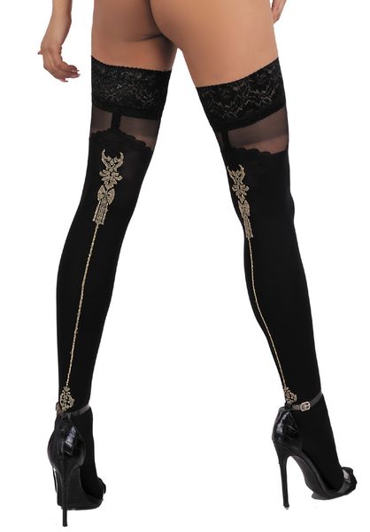 Seksowne Kryjące Pończochy Ze Złotym Wzorem - Valentina LivCo Corsetti M zdjęcie 3