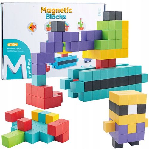 Klocki magnetyczne kostki STEM szcześciany konstrukcyjne 3d 96 elementów na Arena.pl