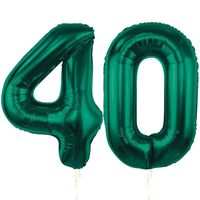 Balony foliowe liczba 40 butelkowy zielony, 85 cm