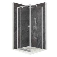 Kabina prysznicowa 95x95cm prostokątna uchylne srebrna szkło 6mm + powłoka