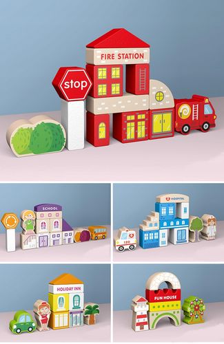 klocki drewniane miasto jhtoy-179 na Arena.pl