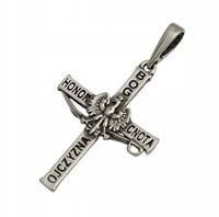 Krzyżyk Srebrny Męski Oksydowany z Orłem pr 925 Grawer Gratis