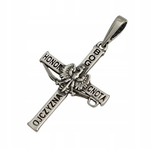 Krzyżyk Srebrny Męski Oksydowany z Orłem pr 925 Grawer Gratis na Arena.pl