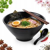 MISKA TALERZ GŁĘBOKI DO MAKARONU ZUPY RAMEN 1L MISECZKA OBIADOWA 19cm BLACK
