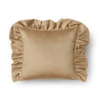 Dekoracyjna poszewka welurowa z falbaną Werona Belle – karmelowa