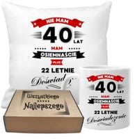 ZESTAW PODUSZKA I KUBEK ORYGINALNY PREZENT 40 LAT NA URODZINY