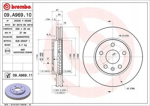 TARCZA HAM PRZOD 296X30 V BREMBO na Arena.pl