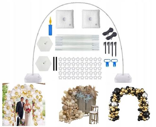 ŁUK STABILNY STELAŻ DO BALONÓW GIRLAND BRAMA WESELE ŚCIANKA ŚLUB + na Arena.pl