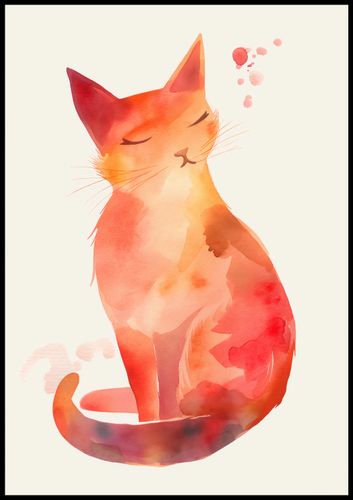 Plakat 70x100cm Akwarelowy Kot na Arena.pl