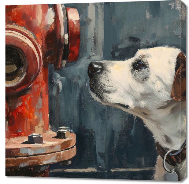 Obraz 90x90cm Kumpel przy Hydrancie zdjęcie 1