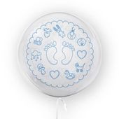 balon przejrzysta kula stopki niebieskie 45cm