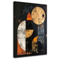 Obraz do salonu sypialni, Abstrakcja geometryczna złoto czarna