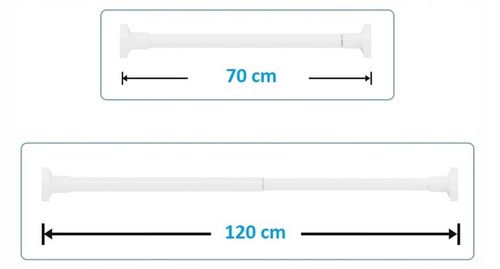 DRĄŻEK ROZPOROWY DO SZAFY PRALNI ZASŁON GARDEROBY REGULOWANY 50-80cm BIAŁY na Arena.pl