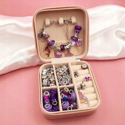 Zestaw Do Biżuterii Fiolet Komplet Koralików 68 Elementów Zestaw Kreatywny na Arena.pl