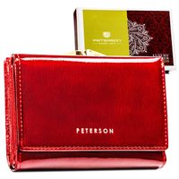 portfel damski z lakierowanej skóry naturalnej w czerwonym kolorze