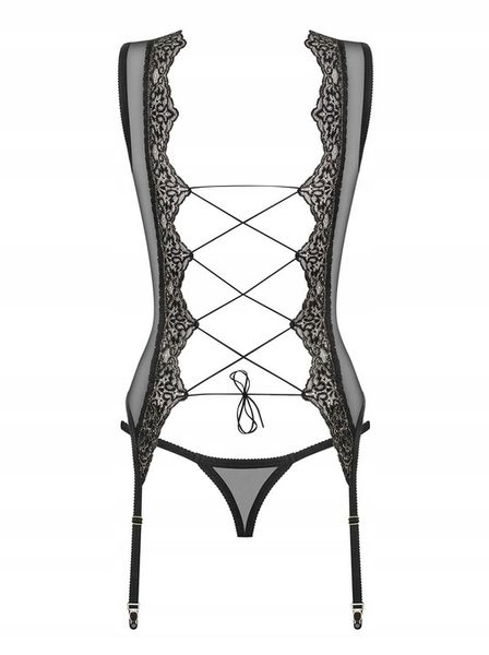 Obsessive Meshlove Gorset i Stringi Czarny S/M zdjęcie 6