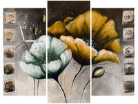 90CM 70 ZEGAR 3 ELEM MALOWANE MAKI ZÓŁCI SCIENNY DRUK