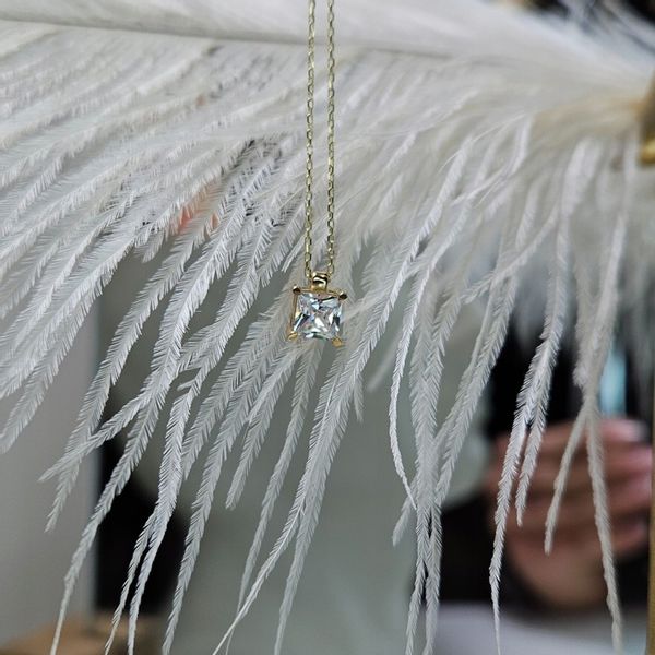 Złoty łańcuszek z pojedynczą białą cyrkonią - pr. 585 zdjęcie 13