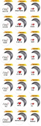 Przypinki buttony I LOVE SANDOMIERZ z grafiką na Arena.pl