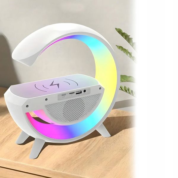 Lampka nocna biurkowa 6w1 | Zegar | Budzik | Radio | Ładowarka | Głośnik zdjęcie 9