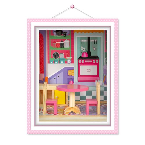 Drewniany domek dla lalek duży 3-piętrowy z windą i lampką LED na Arena.pl