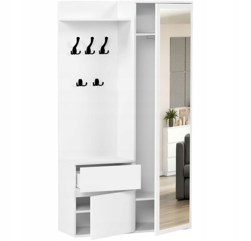 Garderoba szafa lustro wieszak szafka na buty biała V-5 Producent na Arena.pl