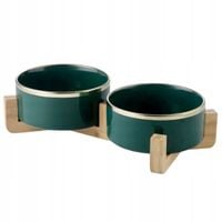 MISKA MISKI DLA PSA KOTA PODWÓJNA CERAMICZNA 2 x 400ml NA STOJAKU GLAMOUR