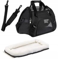 TRANSPORTER składany WENTYLOWANY dla kota psa torba z paskiem i matą (I052)