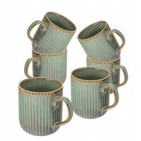 Kubki do kawy porcelanowe zestaw 6 kubków Altom Design Reactive Sage 400 ml