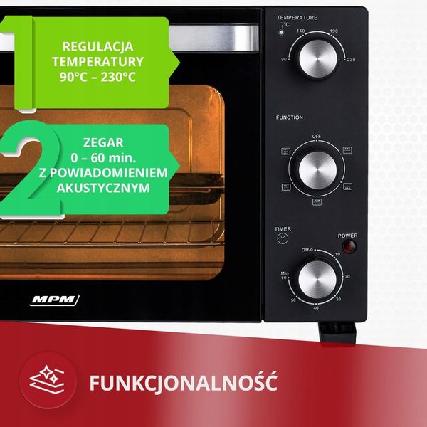 Piekarnik mini elektryczny mocny z termoobiegiem 28 l MPM MPE-15/T zdjęcie 7