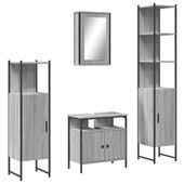 4-częściowy zestaw mebli łazienkowych, szary dąb sonoma