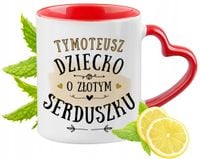 Kubek Czerwony Z Uszkiem W Kształcie Serca Dla Tymoteusza Na Prezent