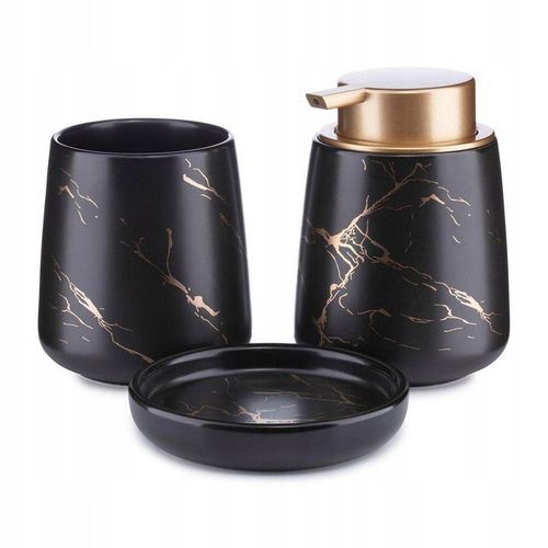 Komplet łazienkowy Sally Black Gold zestaw 3 el dozownik mydelniczka GLAM na Arena.pl