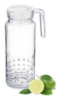 Dzbanek szklany bezbarwny z pokrywką plastikową 1L tłoczony wz.1 karo romby