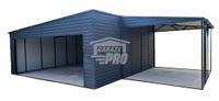 Garaż blaszany 6x6 + wiata + drzwi Antracyt Dach dwuspadowy GP128