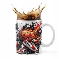KUBEK CERAMICZNY 330ML DRUK - KOSZYKÓWKA SPORT PIŁKA KOSZ DRUŻYNA